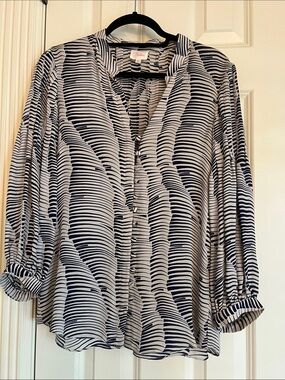 Parker  Navy & White Striped Button-Front Shirt